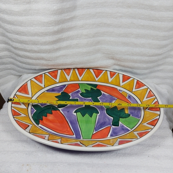 Clay Art Sizzling Chilis Platter Chip Bowl Dish Ceramic Vibrant Southwestern - Picture 5 of 8